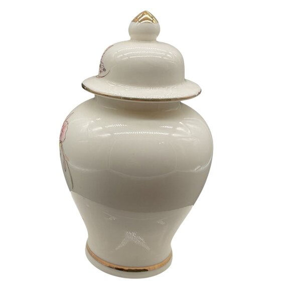 Vintage Japanese Fine China Ginger Jar With Lid & Floral Butterfly Design - Picture 4 of 8